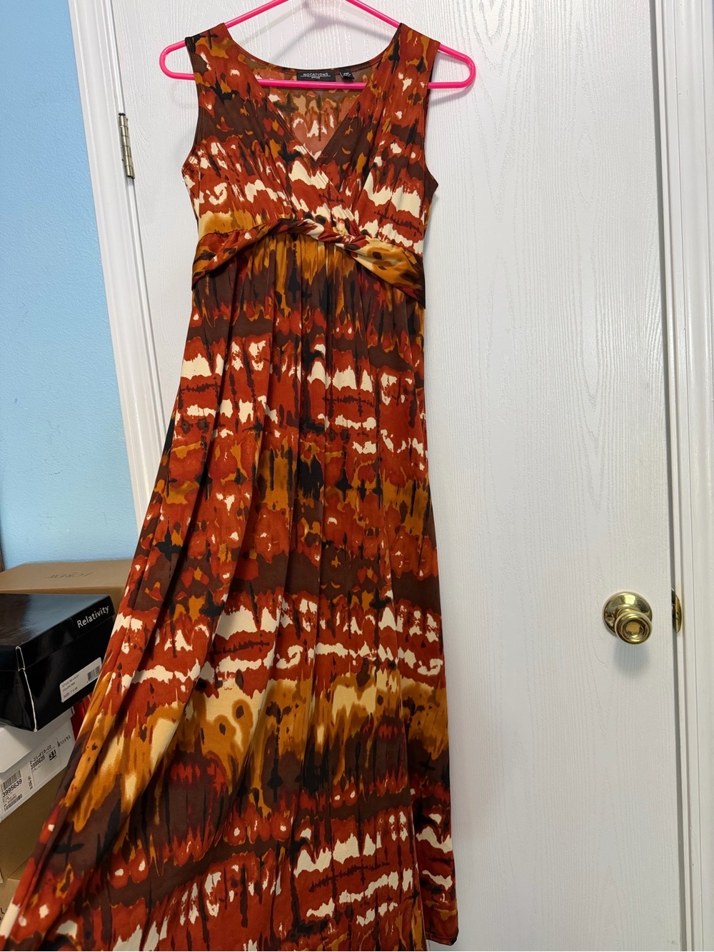 Maxi Dress in Rust Multi - Elegant Sleeveless